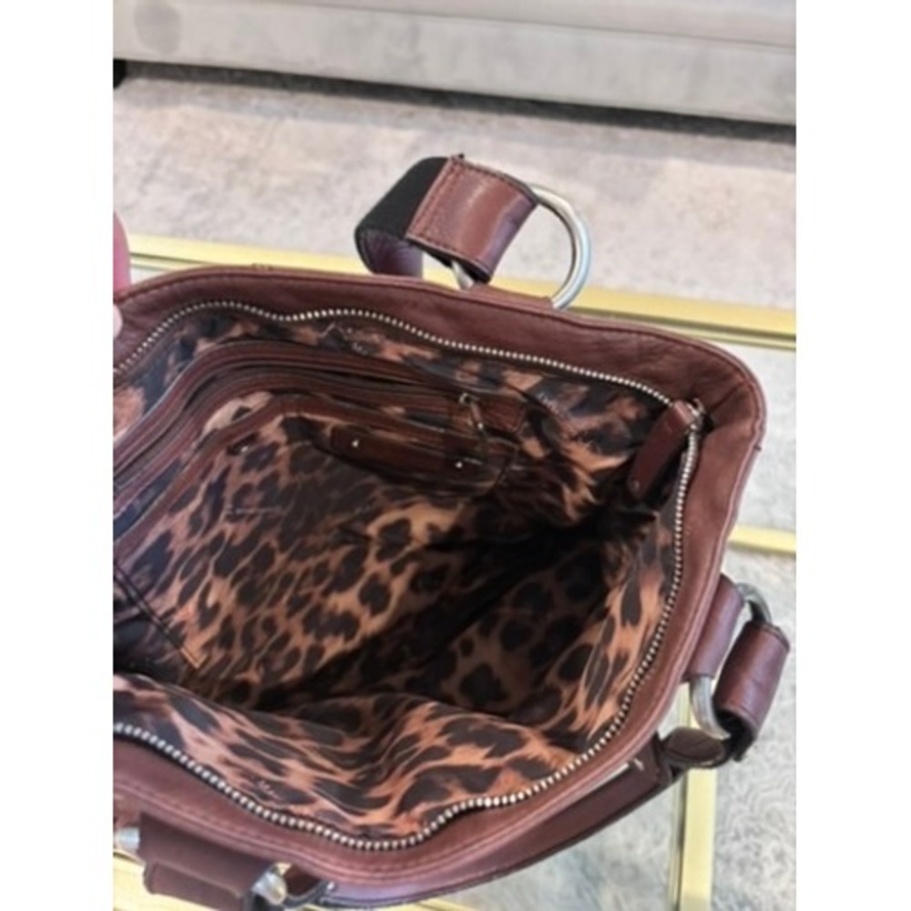 B Makowsky Vintage Cognac Brown Pebbled Leather Shoulder Bag Tote Silver - Picture 15 of 16